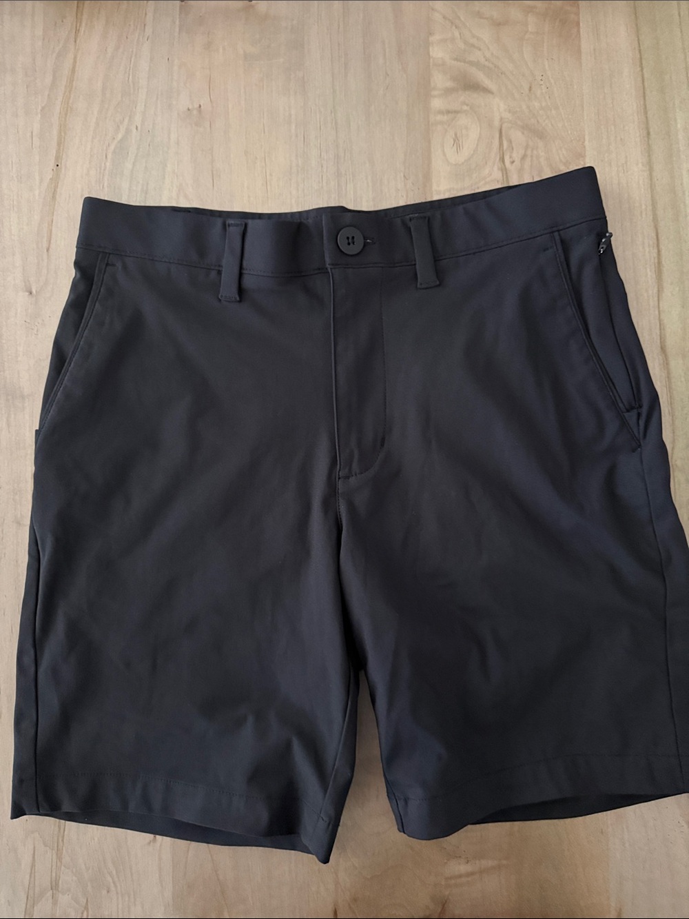 Men's Flat Front Black Shorts - Classic Everyday Style